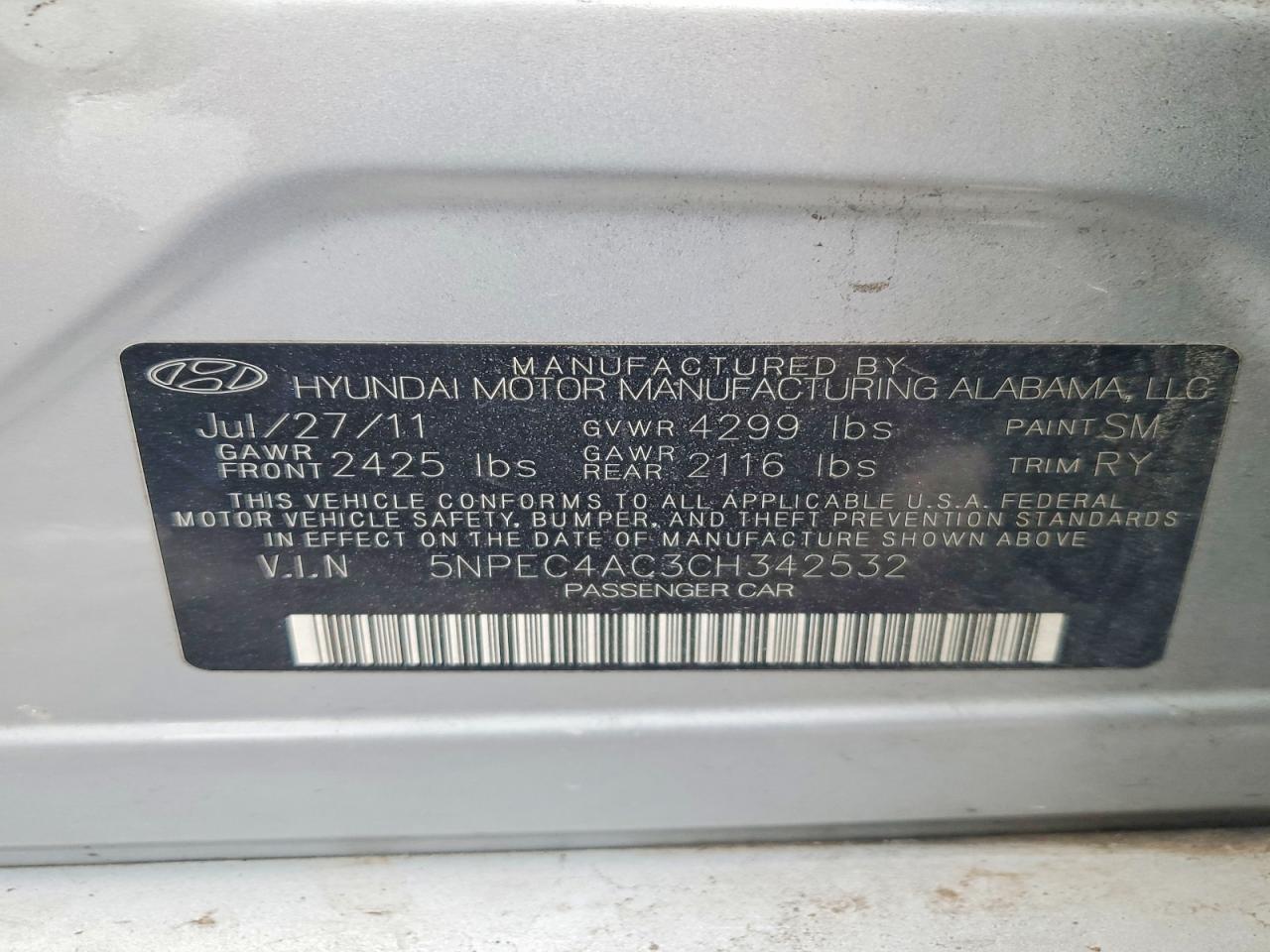 2012 HYUNDAI SONATA LIMITED photo 12