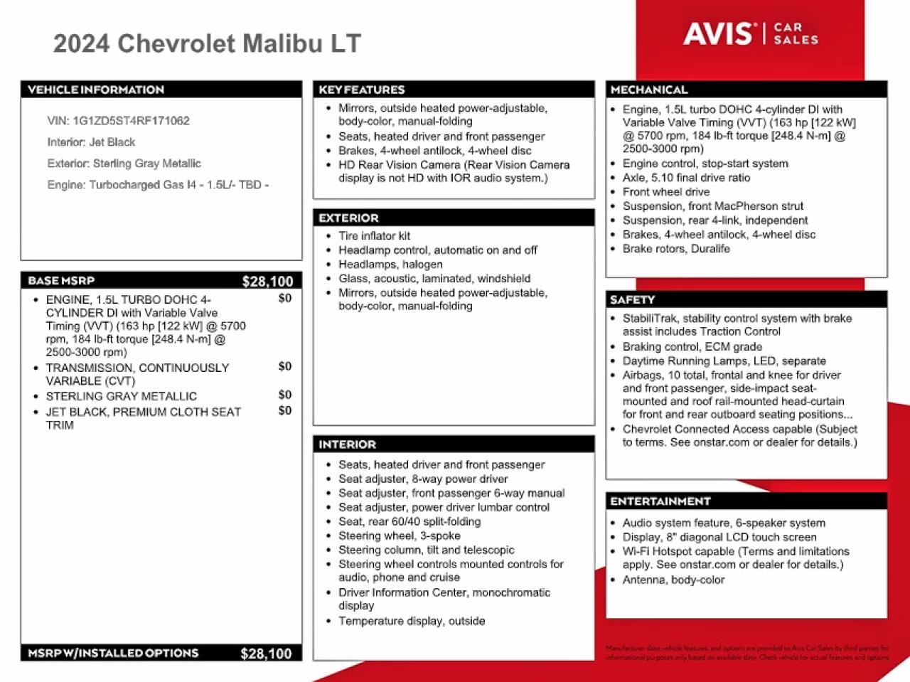 2024 CHEVROLET MALIBU LT photo 12