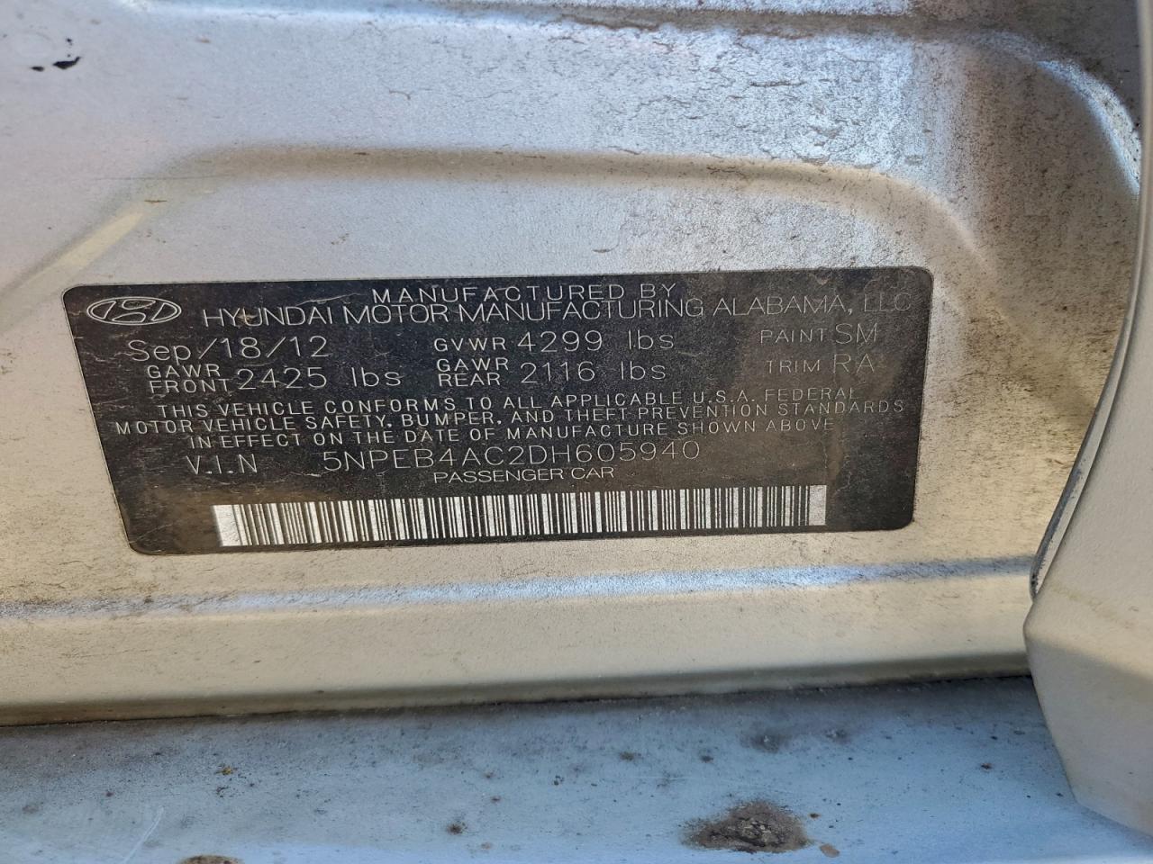 2013 HYUNDAI SONATA GLS photo 12
