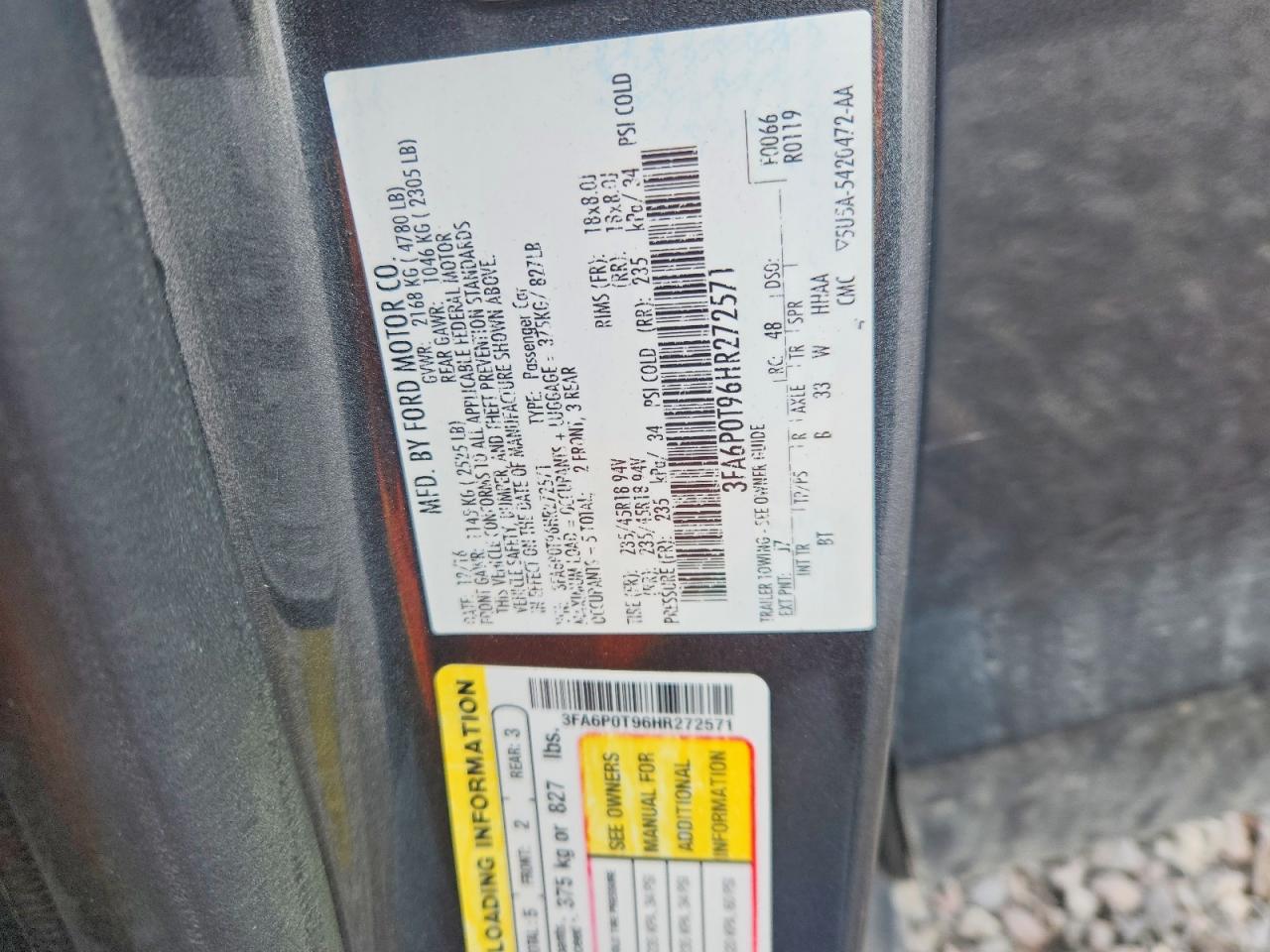 2017 FORD FUSION SE photo 12
