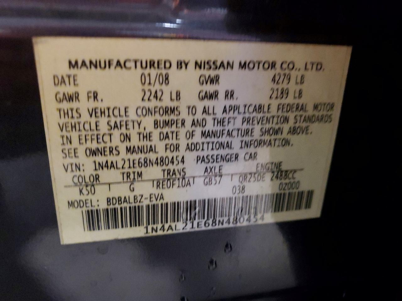 2008 NISSAN ALTIMA 2.5 photo 12