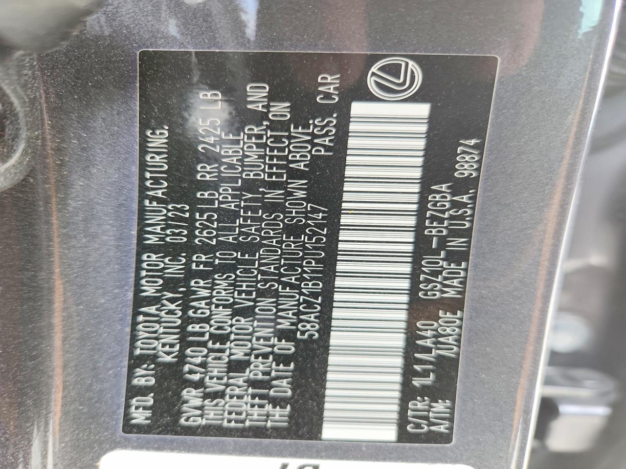 2023 LEXUS ES 350 BASE photo 12