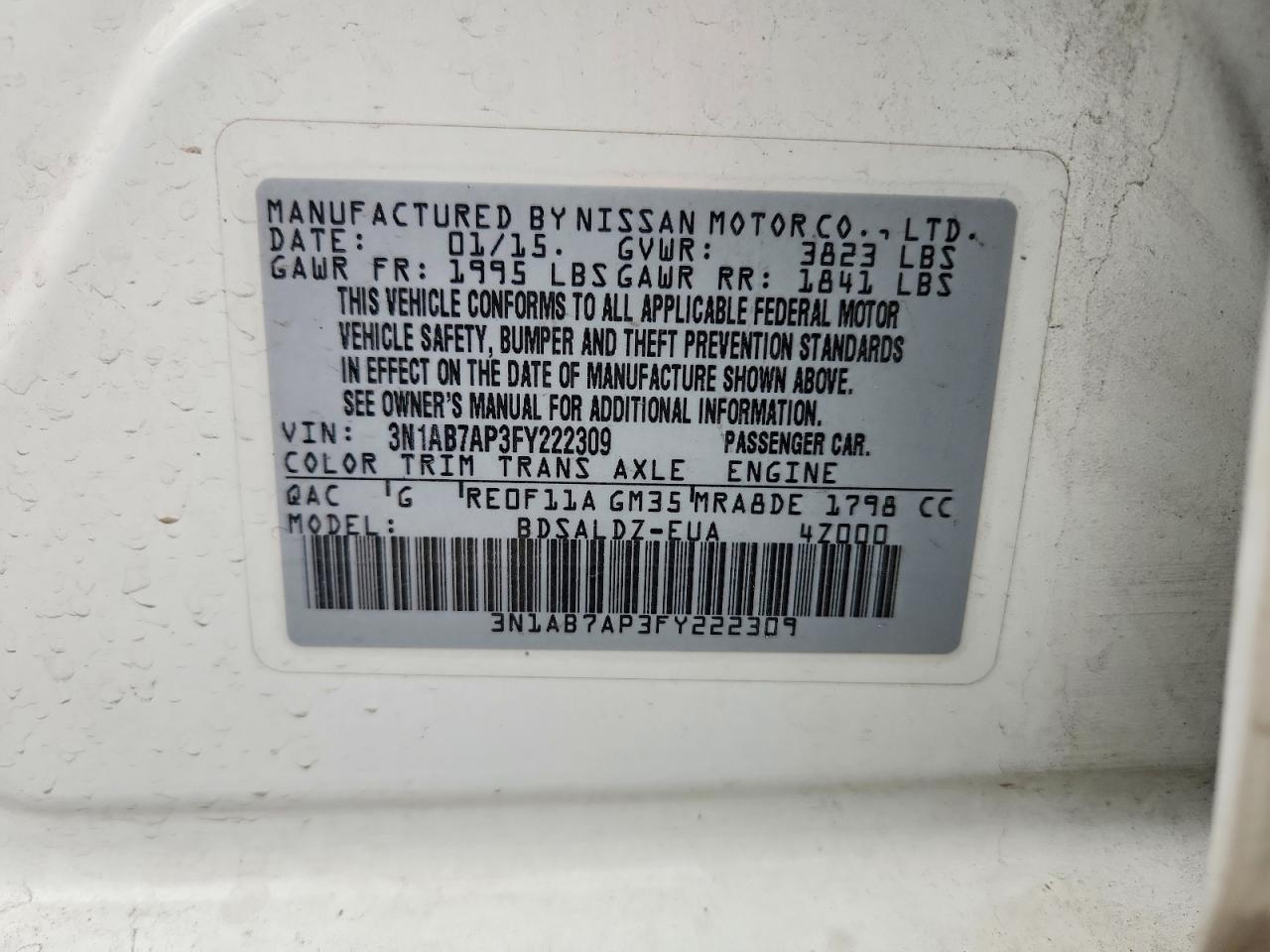 2015 NISSAN SENTRA S photo 12