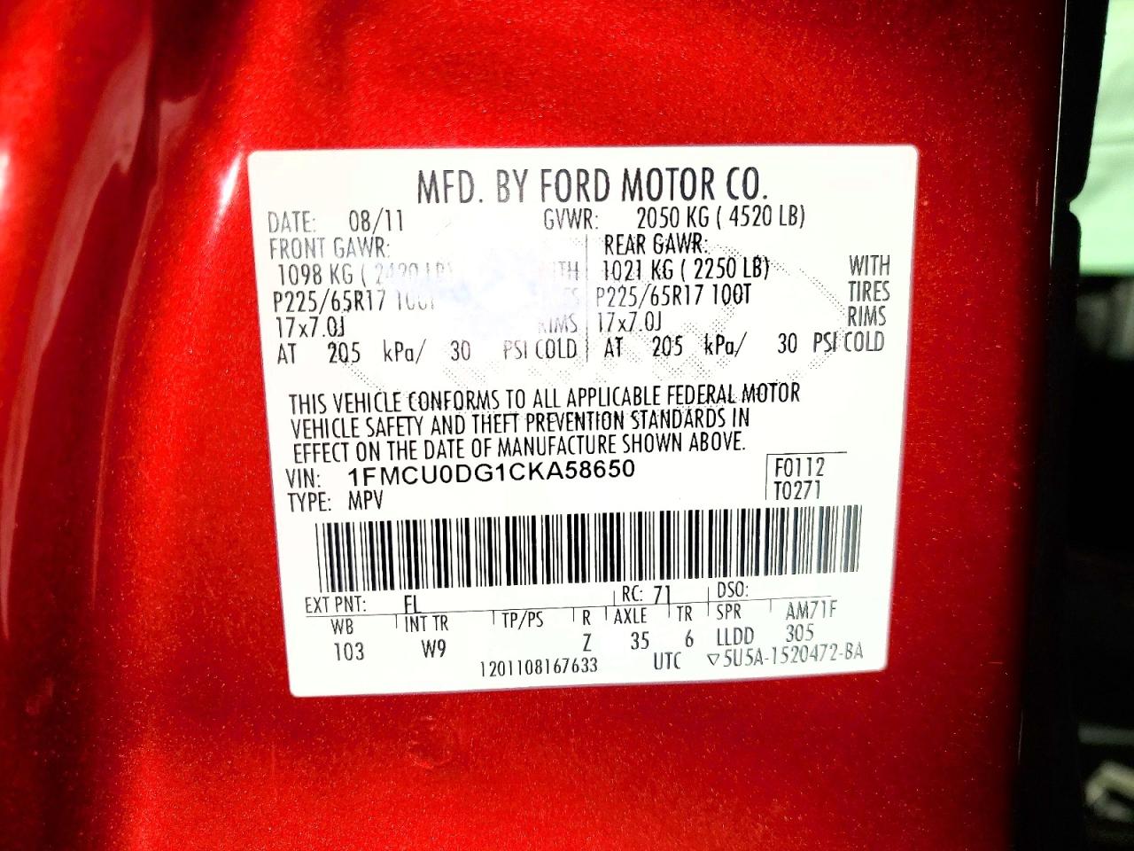 2012 FORD ESCAPE XLT photo 12
