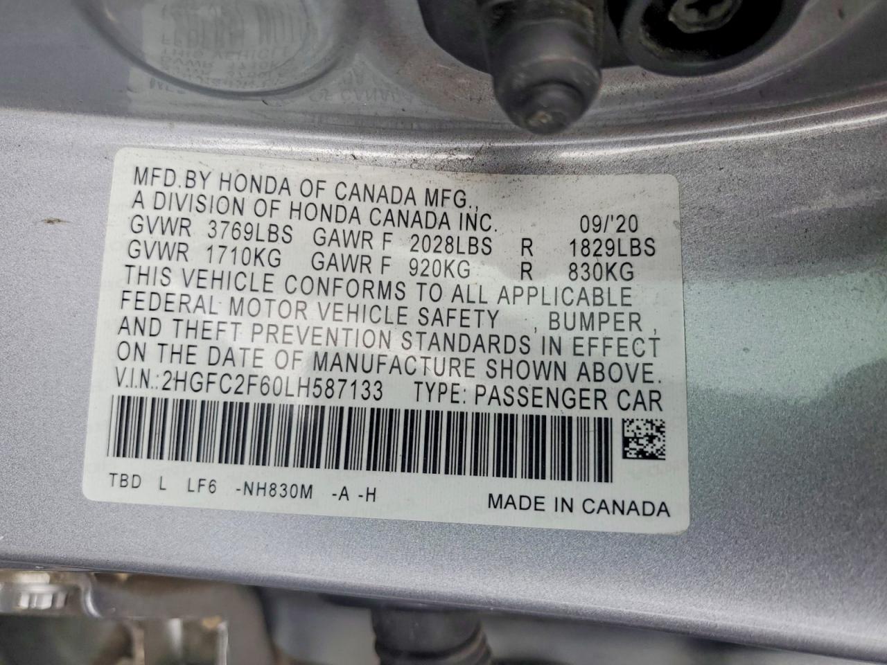 2020 HONDA CIVIC LX photo 23
