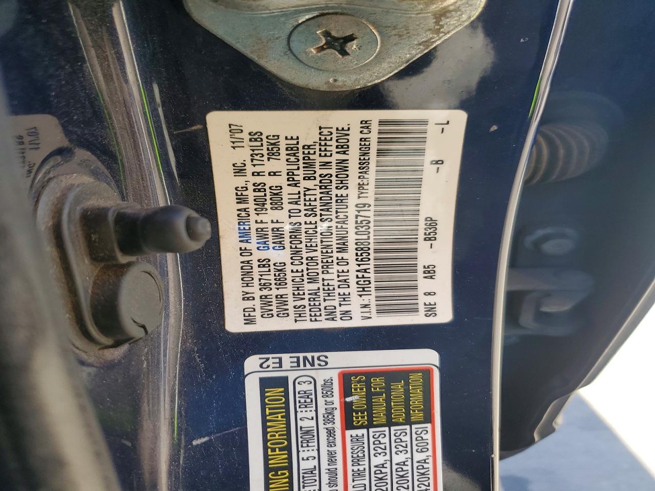 2008 HONDA CIVIC LX photo 12