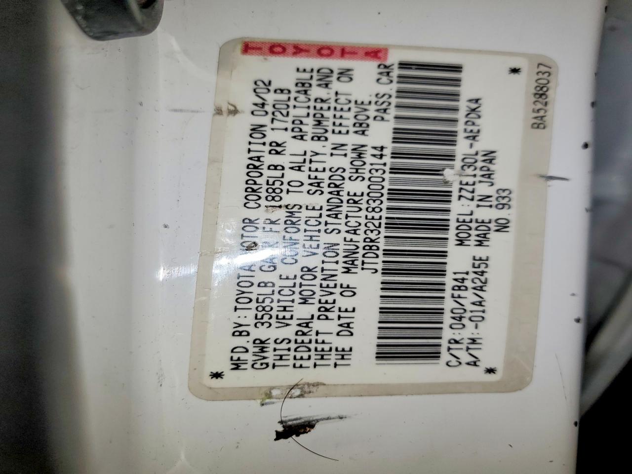 2003 TOYOTA COROLLA CE photo 12