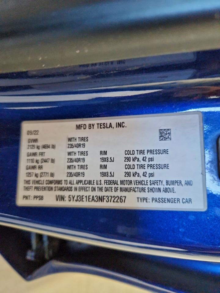 2022 TESLA MODEL 3 photo 13