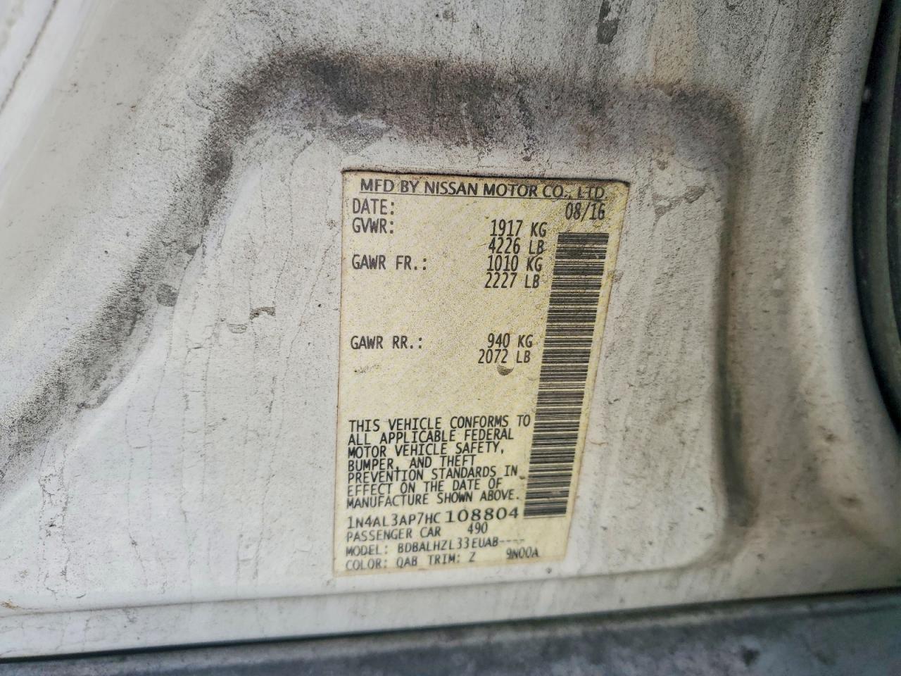 2017 NISSAN ALTIMA 2.5 photo 13
