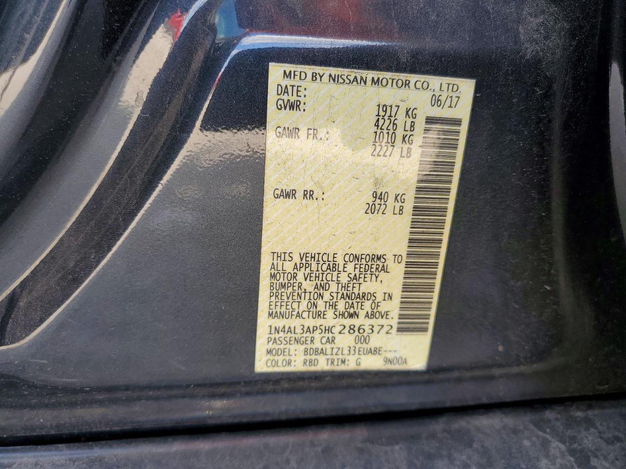 2017 NISSAN ALTIMA 2.5 photo 12