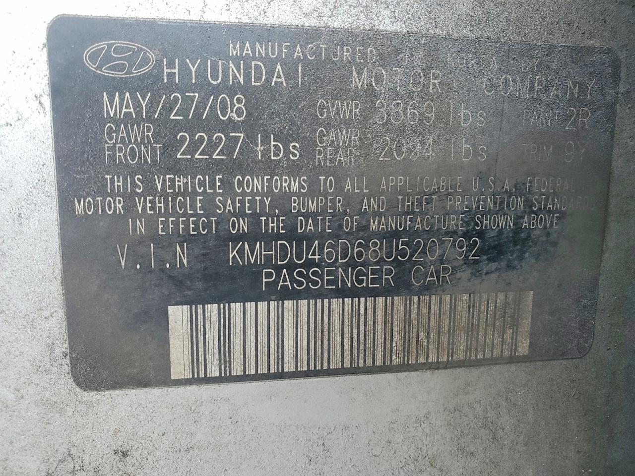 2008 HYUNDAI ELANTRA GLS photo 12