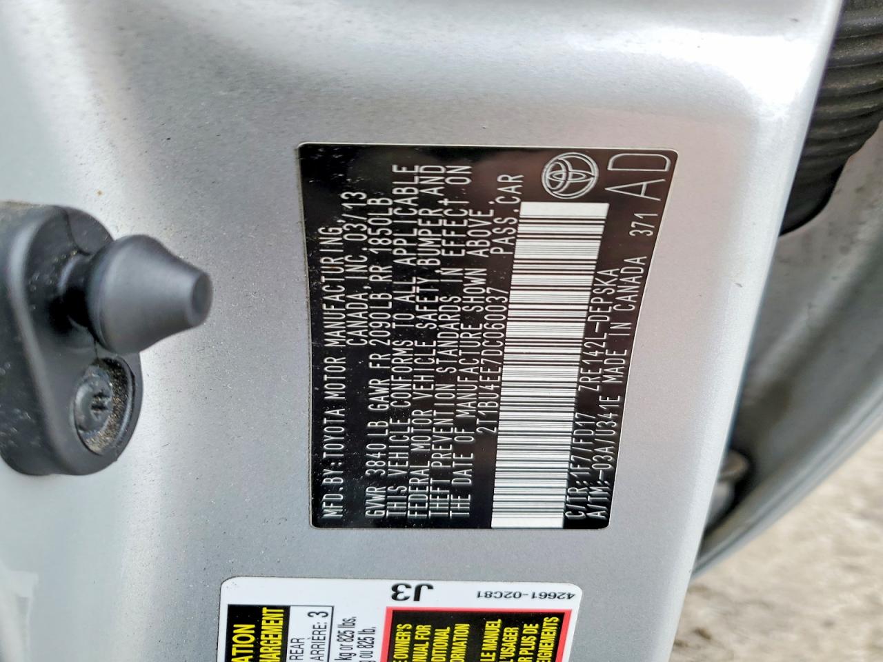 2013 TOYOTA COROLLA BASE photo 12
