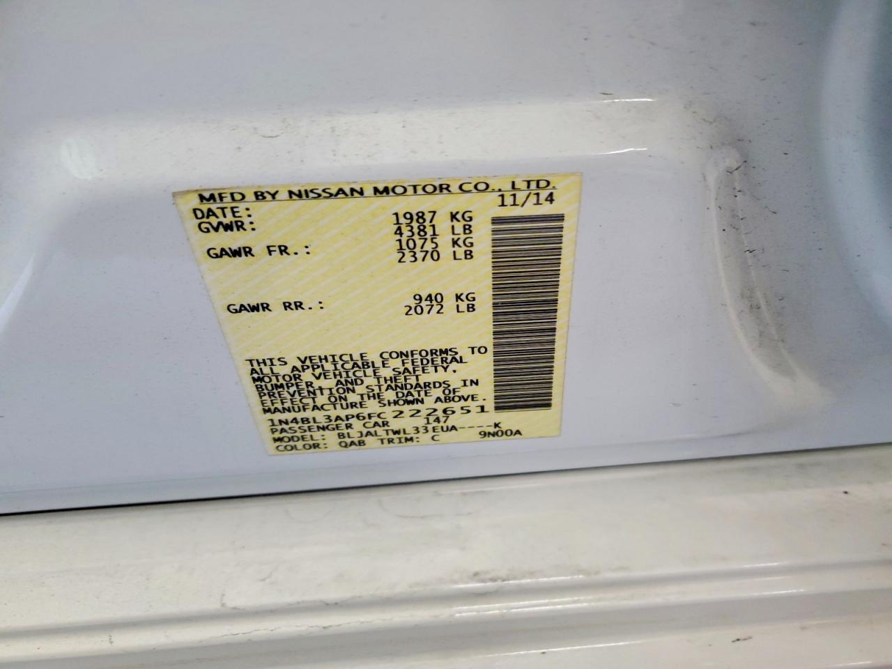 2015 NISSAN ALTIMA 3.5S photo 12