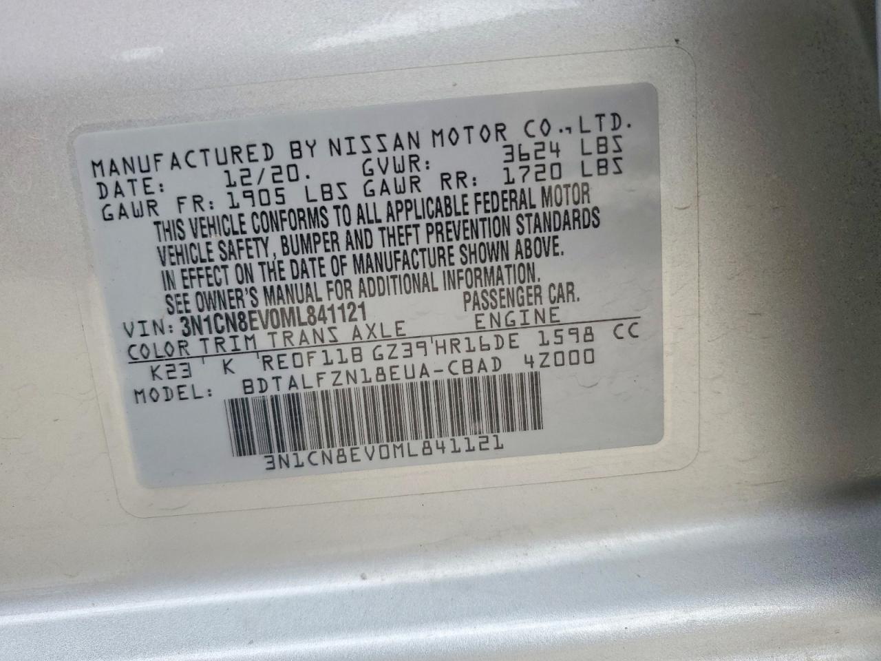 2021 NISSAN VERSA SV photo 12