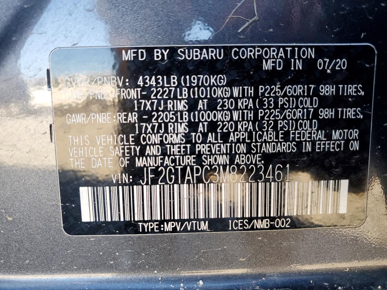 2021 SUBARU CROSSTREK PREMIUM photo 13