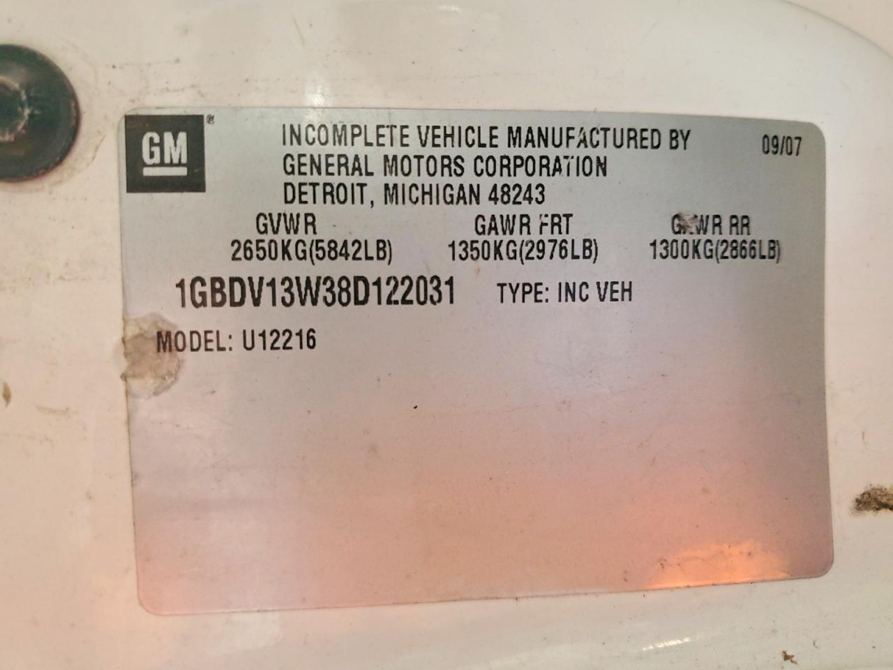 2008 CHEVROLET UPLANDER INCOMPLETE photo 12