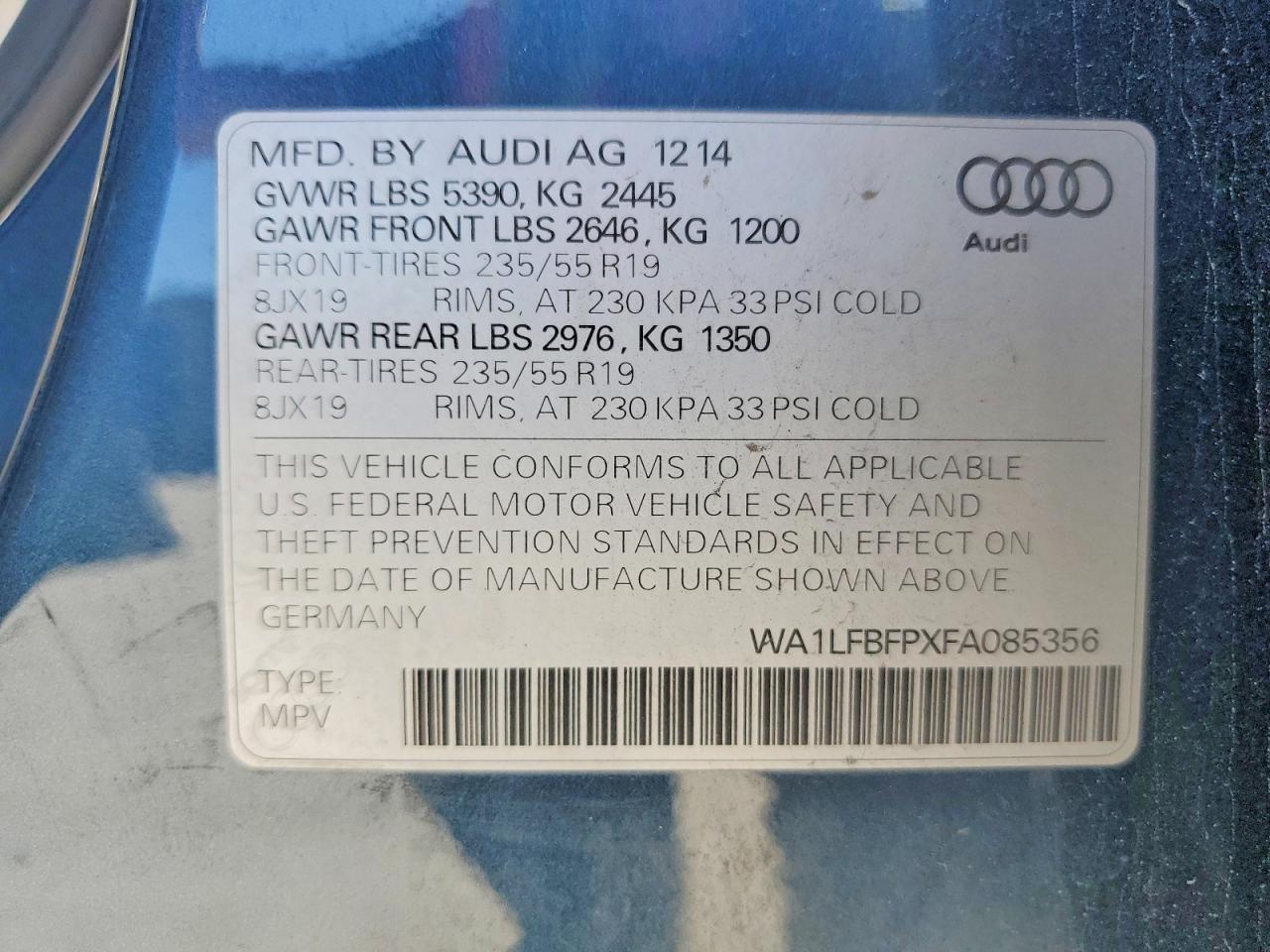 2015 AUDI Q5 PREMIUM PLUS photo 13
