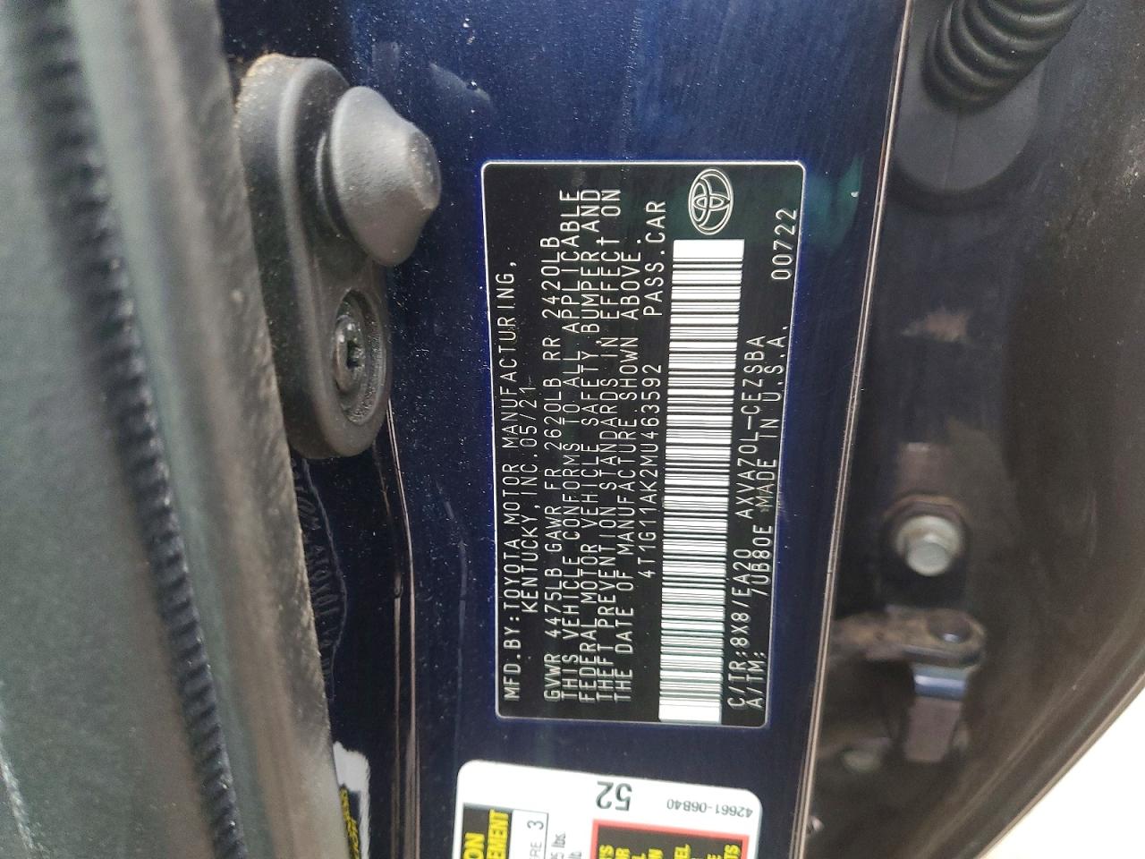 2021 TOYOTA CAMRY SE photo 12