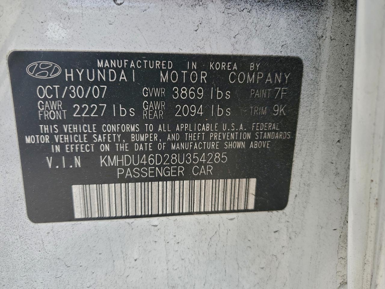 2008 HYUNDAI ELANTRA GLS photo 12