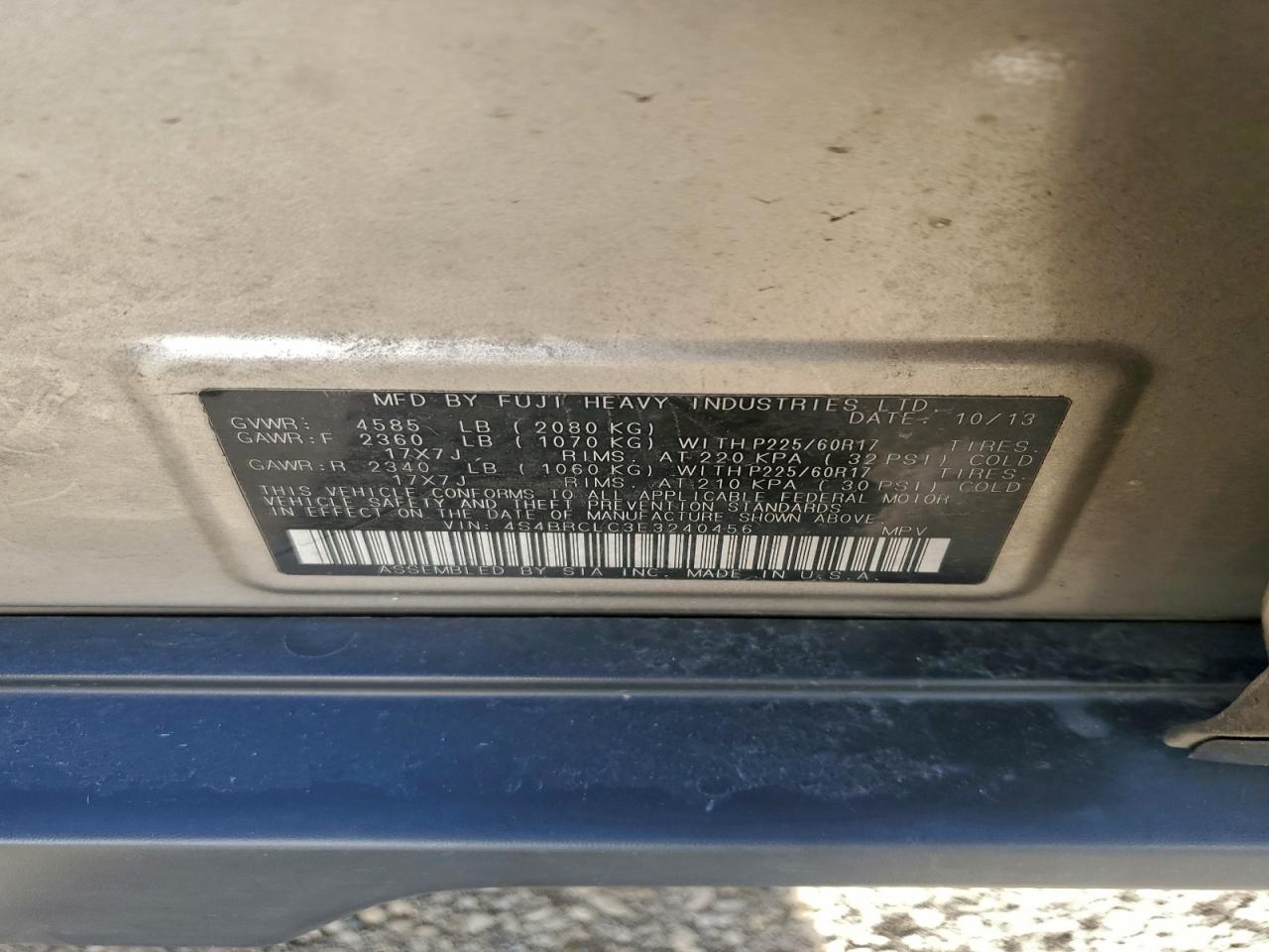 2014 SUBARU OUTBACK 2.5I LIMITED photo 13