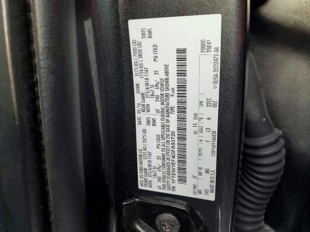 2016 FORD F150 SUPERCREW photo 12