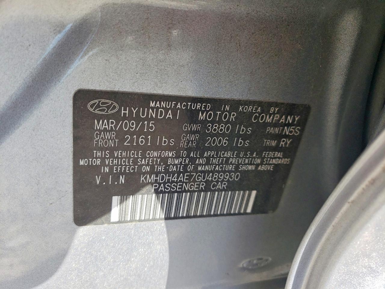 2016 HYUNDAI ELANTRA SE photo 13