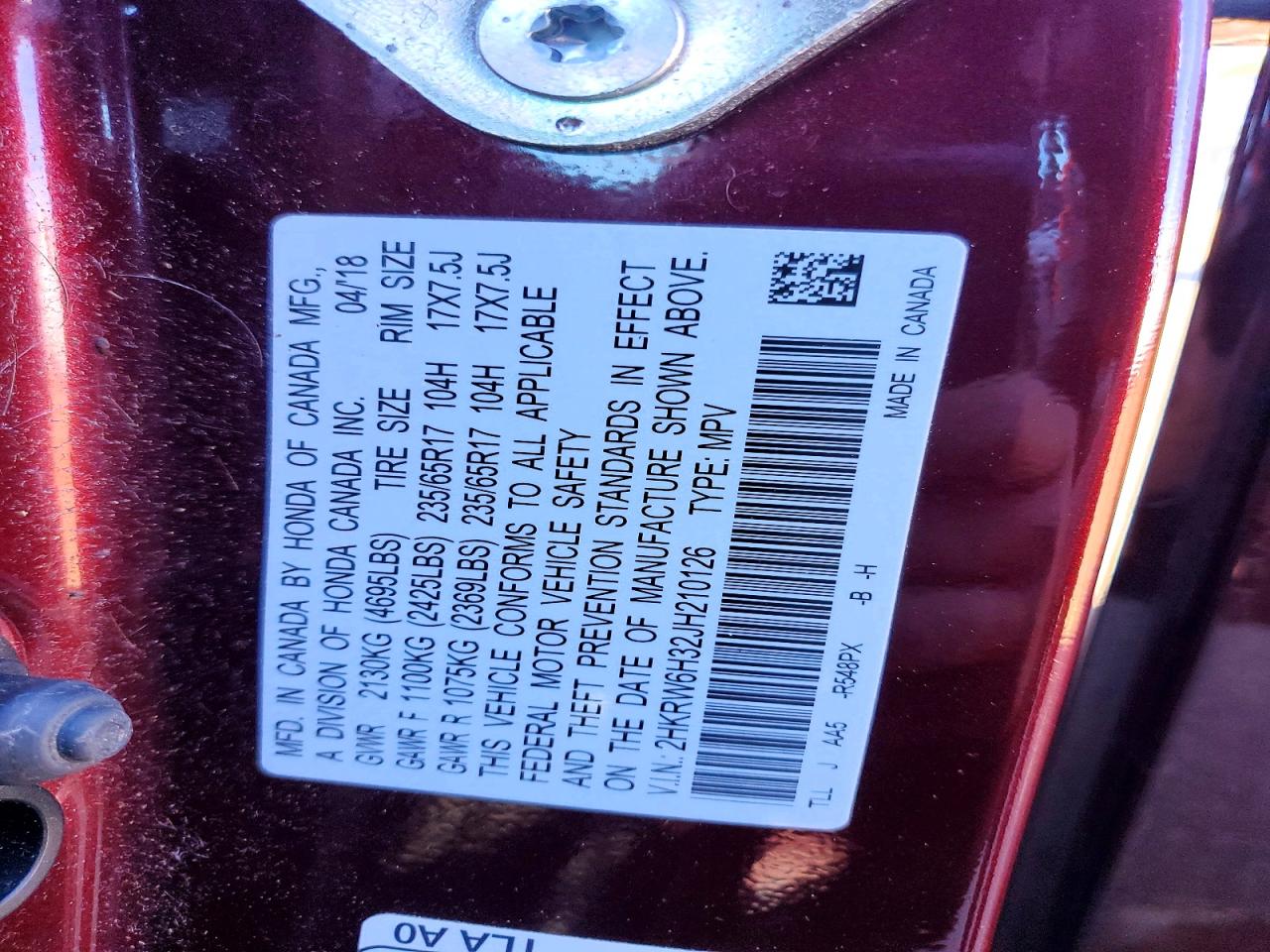 2018 HONDA CR-V LX photo 13
