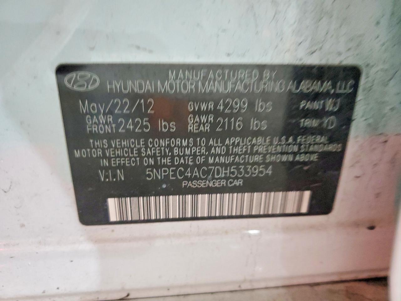 2013 HYUNDAI SONATA SE photo 12