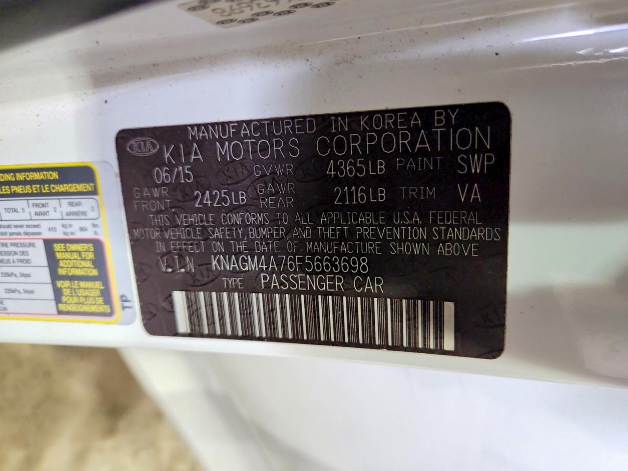2015 KIA OPTIMA LX photo 34