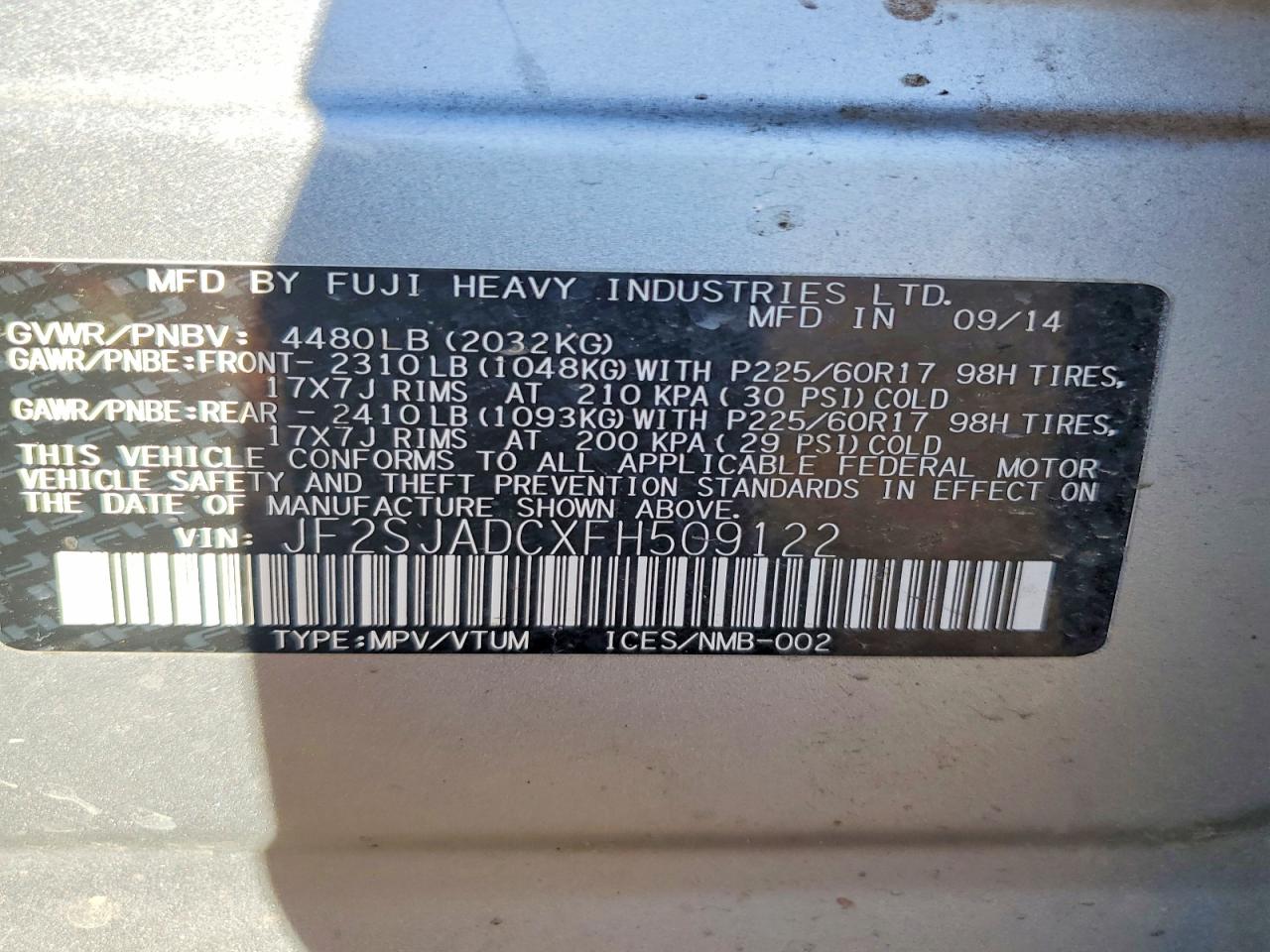 2015 SUBARU FORESTER 2.5I PREMIUM photo 25