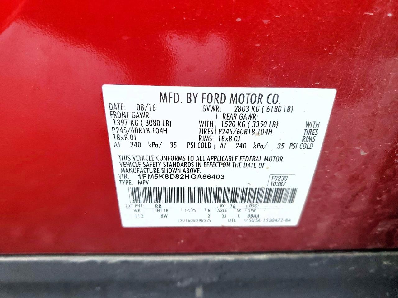 2017 FORD EXPLORER XLT photo 13