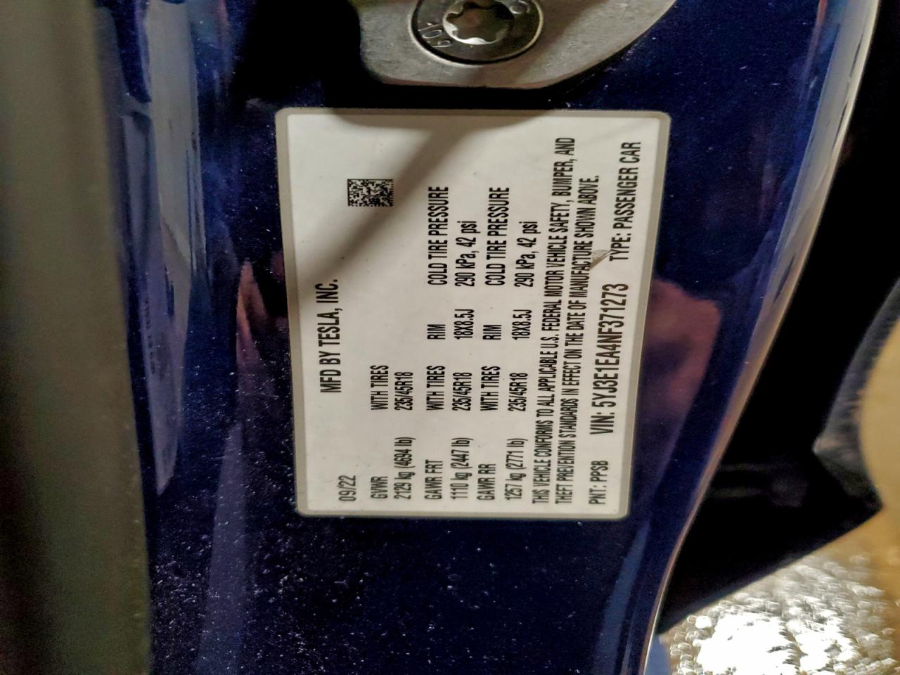 2022 TESLA MODEL 3 photo 12