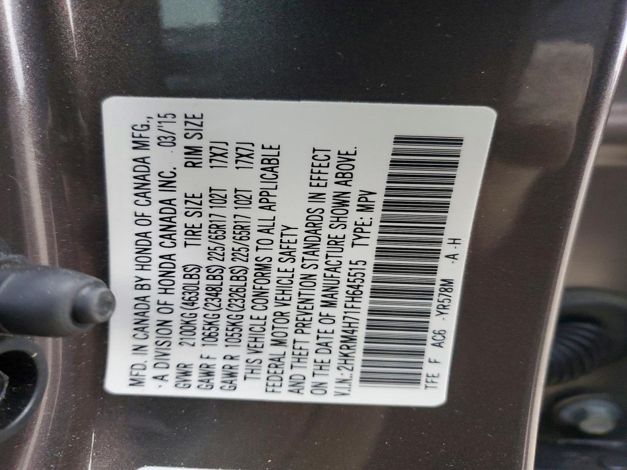 2015 HONDA CR-V EXL photo 37