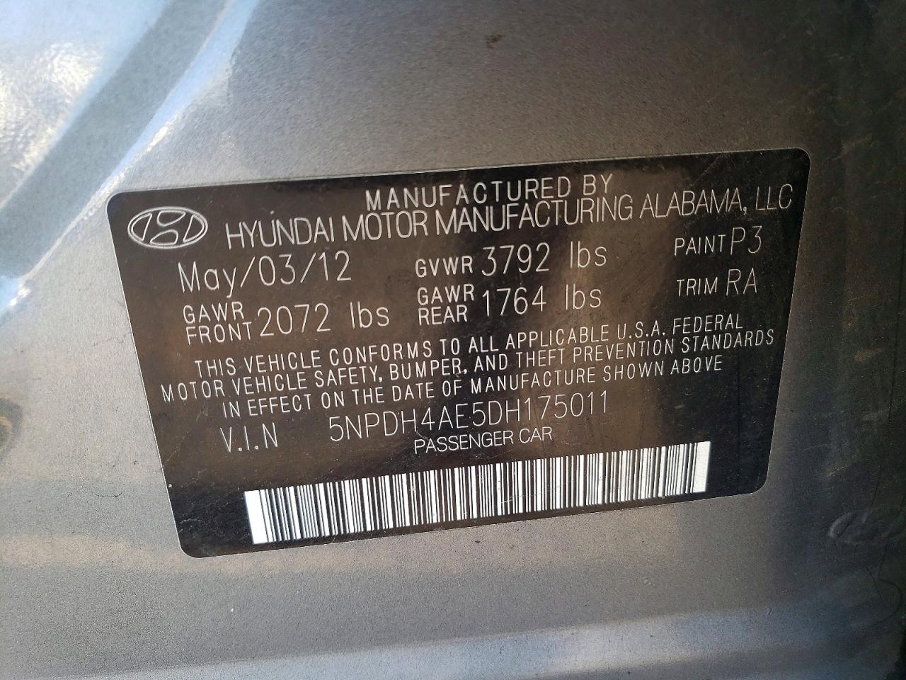 2013 HYUNDAI ELANTRA GLS photo 12