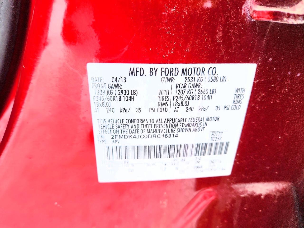 2013 FORD EDGE SEL photo 13
