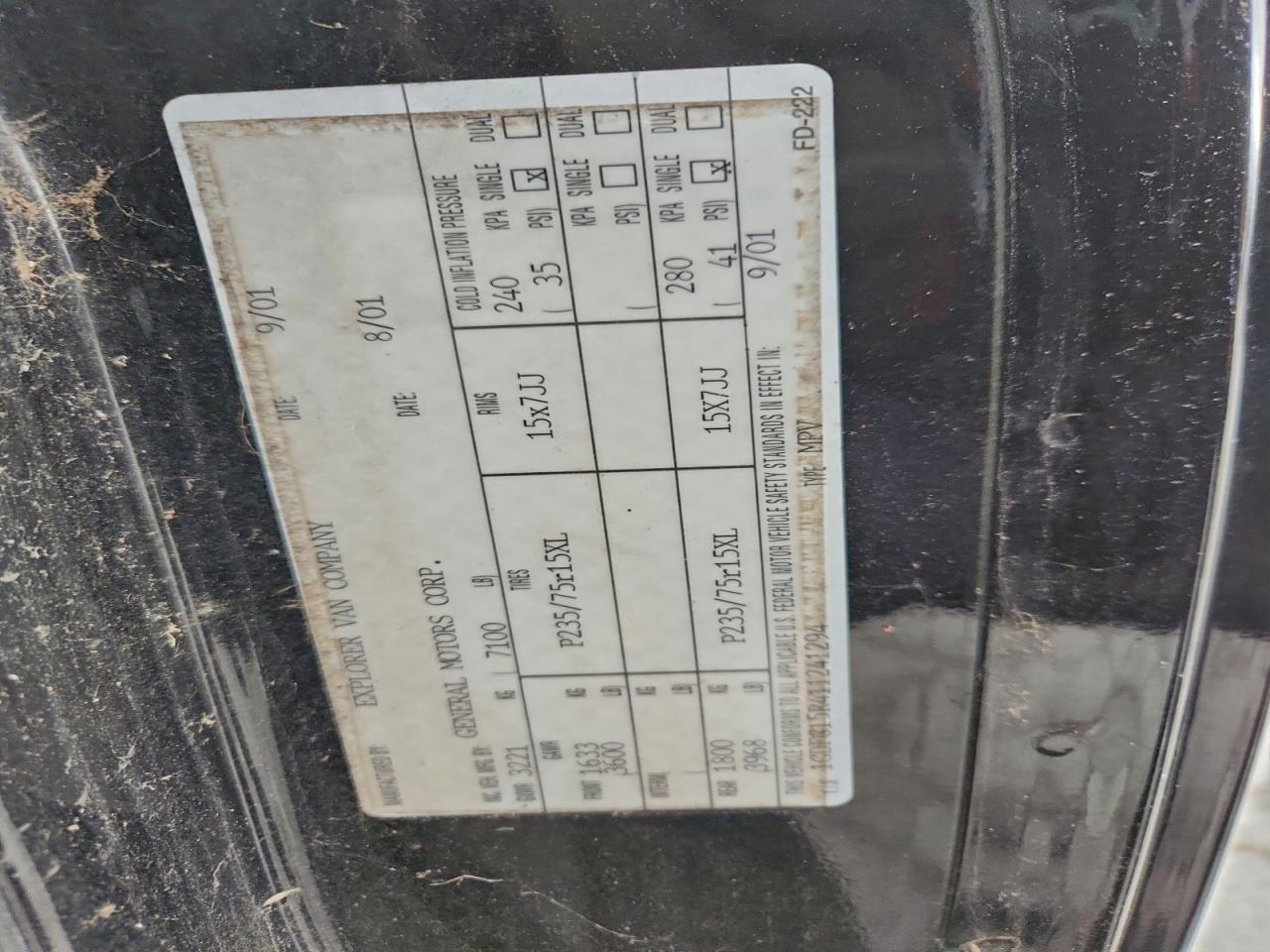 2001 GMC SAVANA RV G1500 photo 13