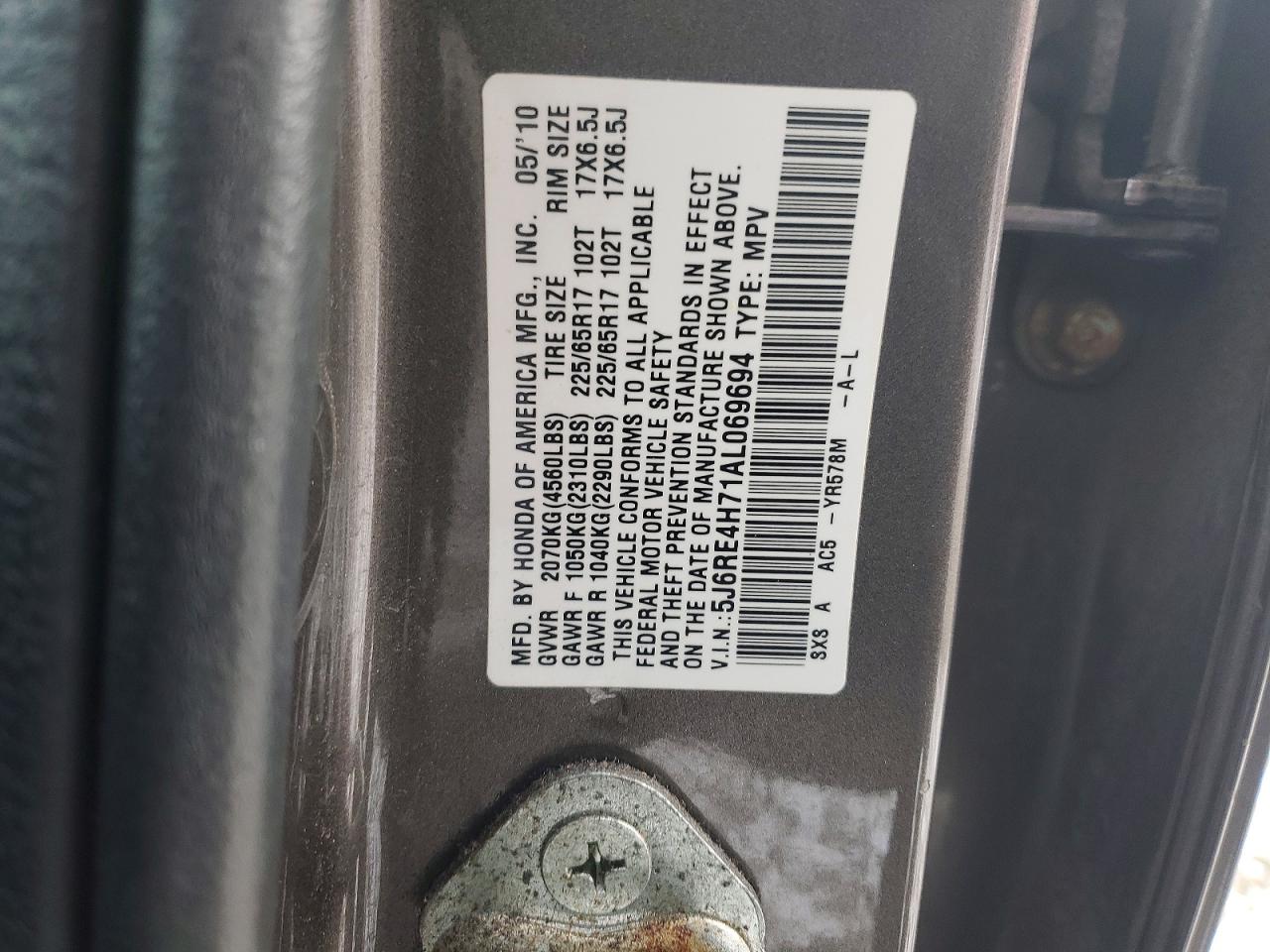 2010 HONDA CR-V EXL photo 14