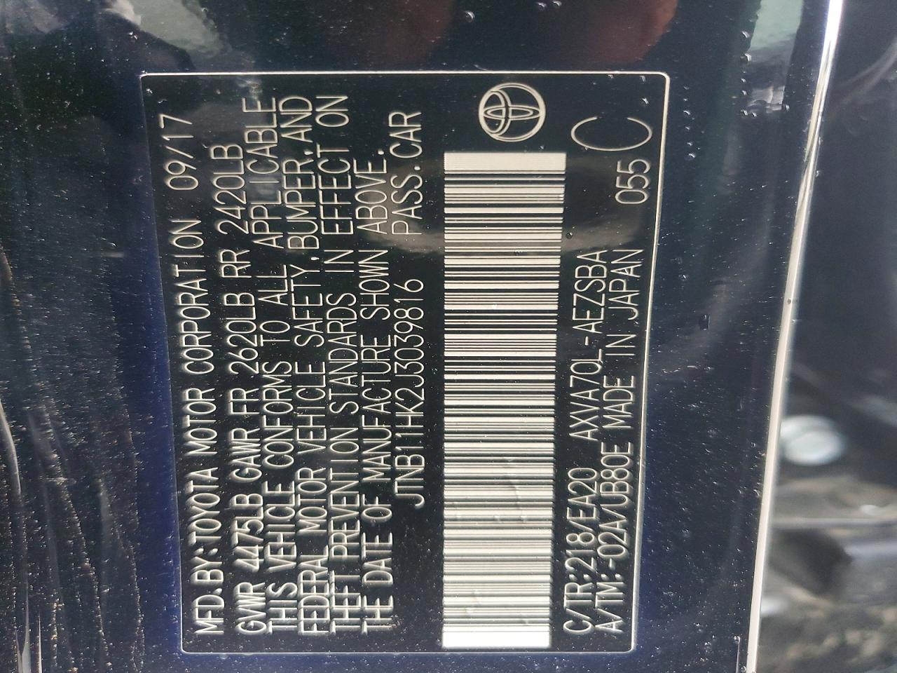 2018 TOYOTA CAMRY L photo 12
