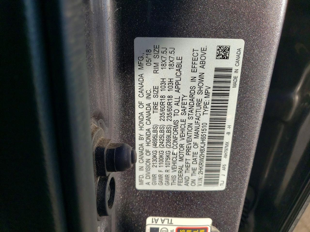 2018 HONDA CR-V EXL photo 12