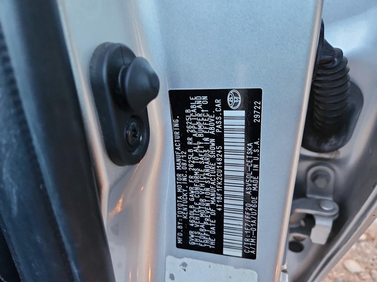 2012 TOYOTA CAMRY BASE photo 12