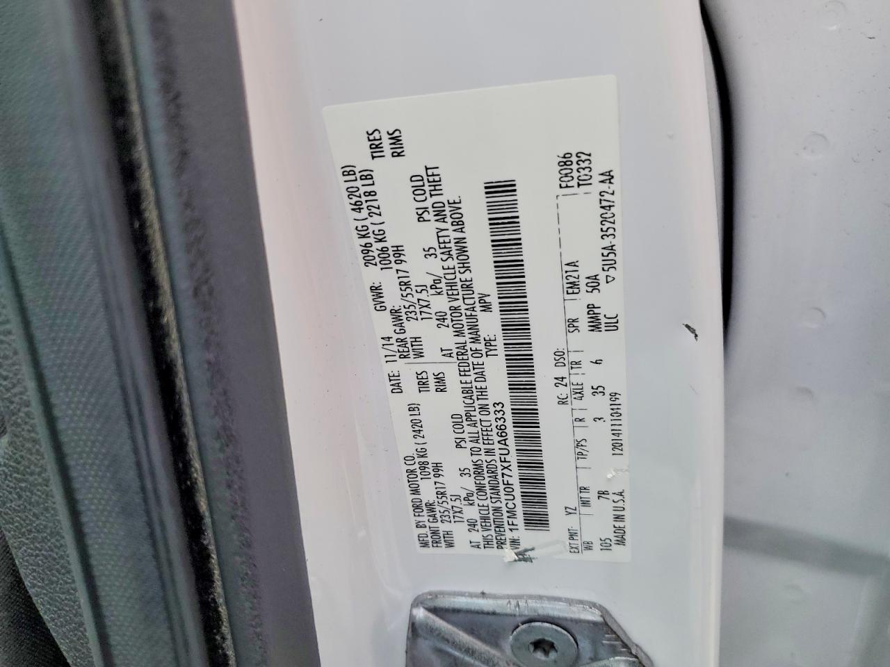 2015 FORD ESCAPE S photo 13