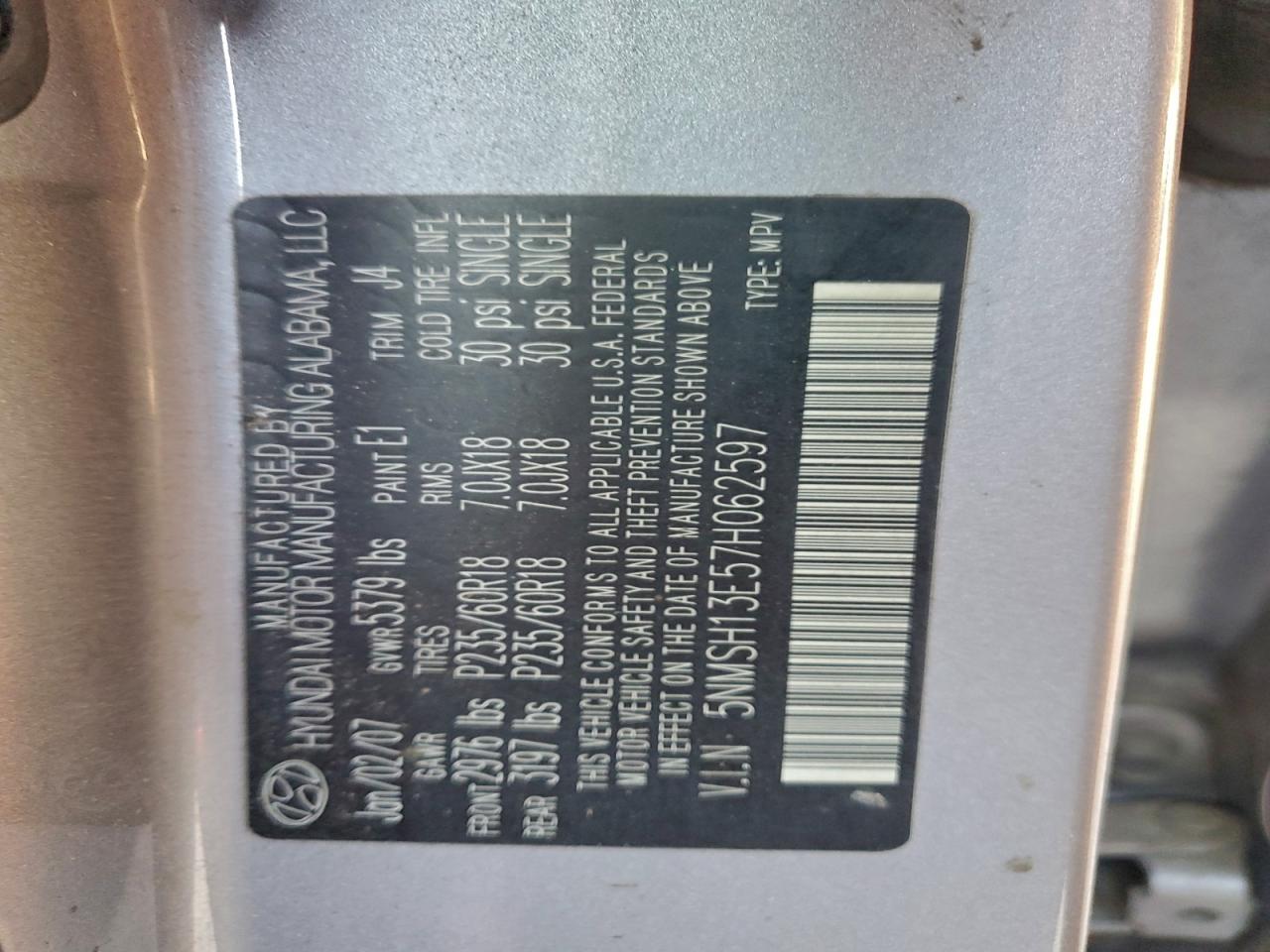 2007 HYUNDAI SANTA FE SE photo 12