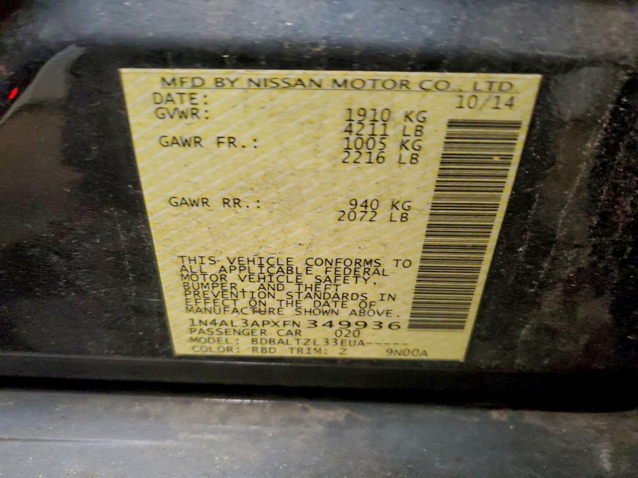 2015 NISSAN ALTIMA 2.5 photo 12