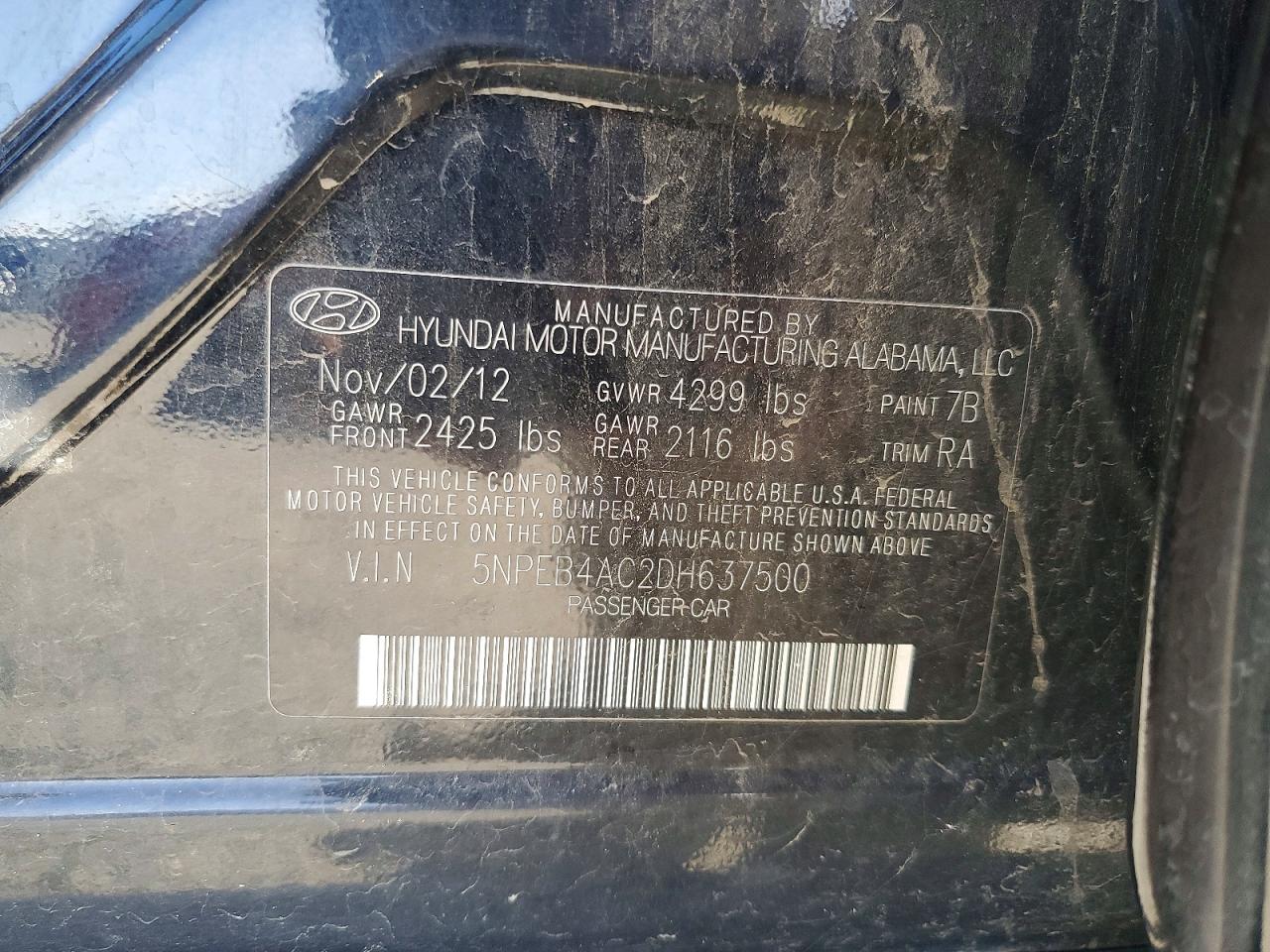 2013 HYUNDAI SONATA GLS photo 12
