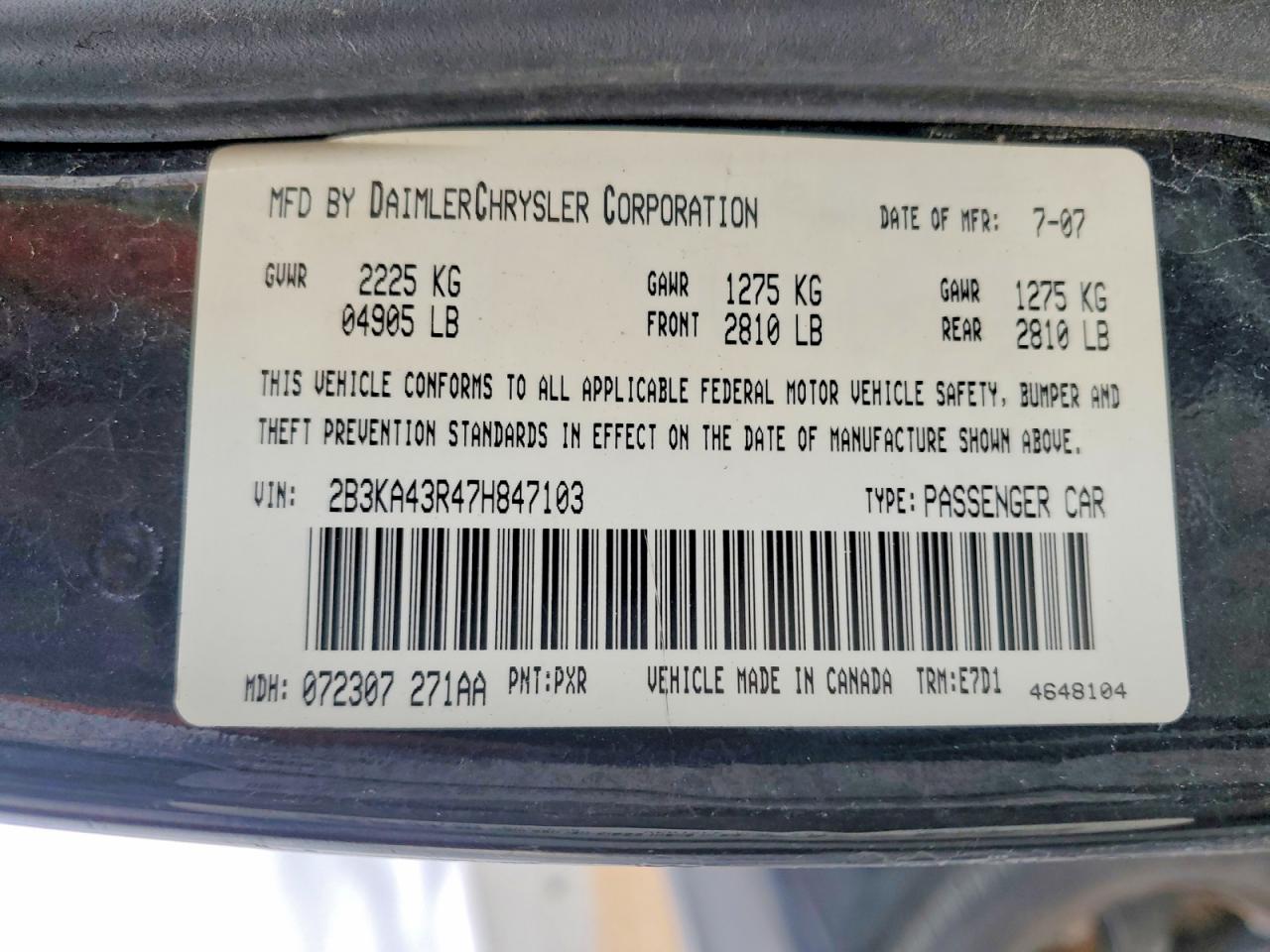 2007 DODGE CHARGER SE photo 12
