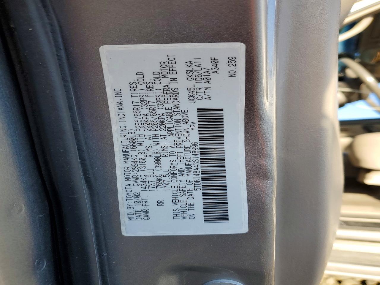 2003 TOYOTA SEQUOIA LIMITED photo 13