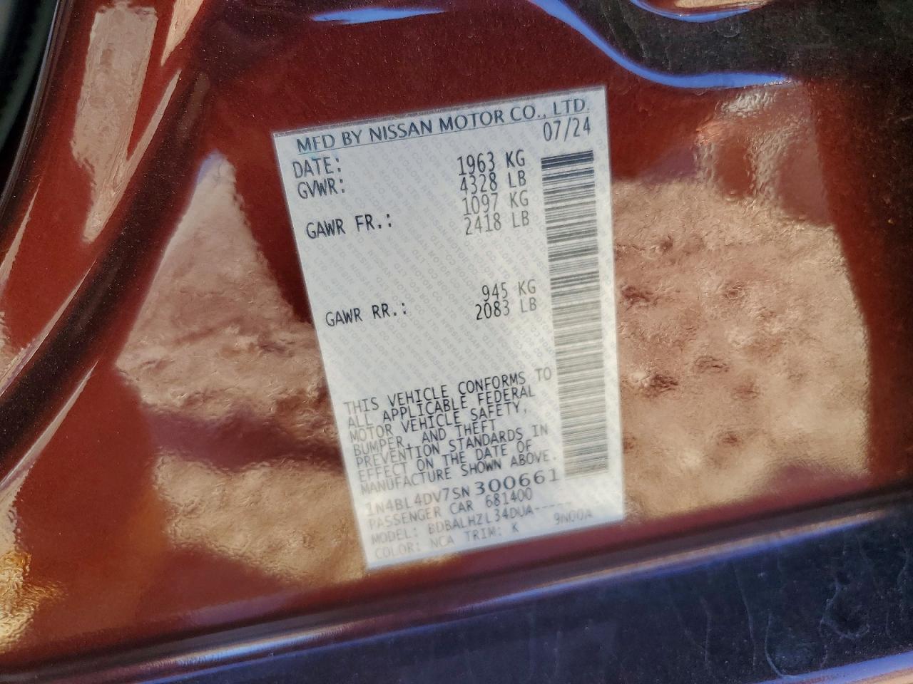 2025 NISSAN ALTIMA SV photo 12