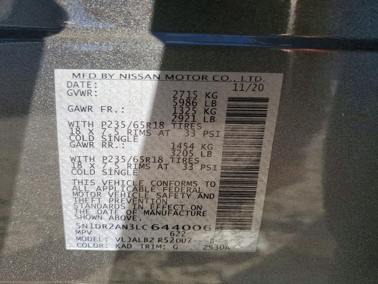 2020 NISSAN PATHFINDER S photo 14