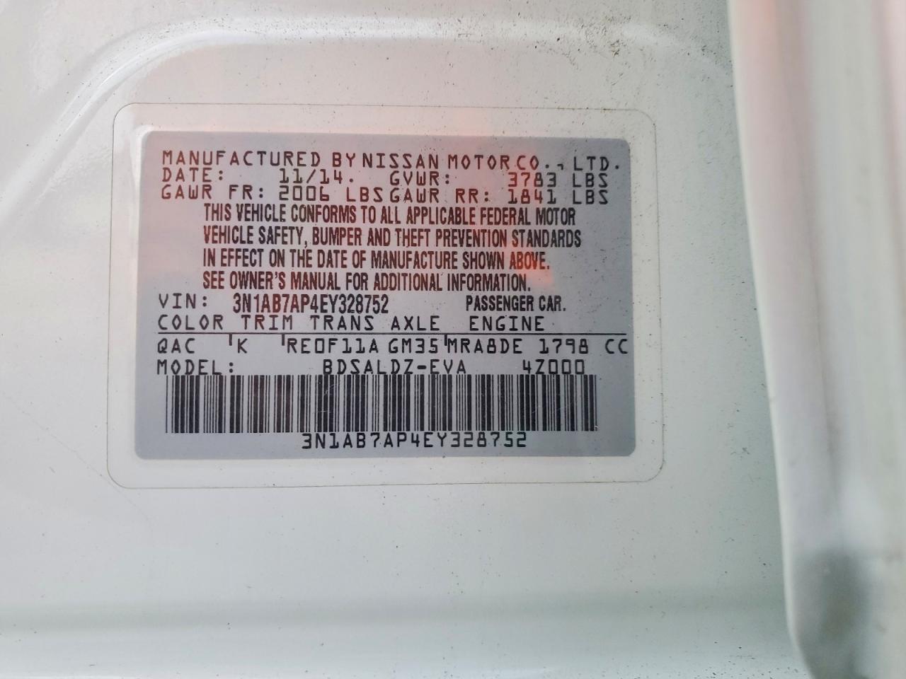 2014 NISSAN SENTRA S photo 12