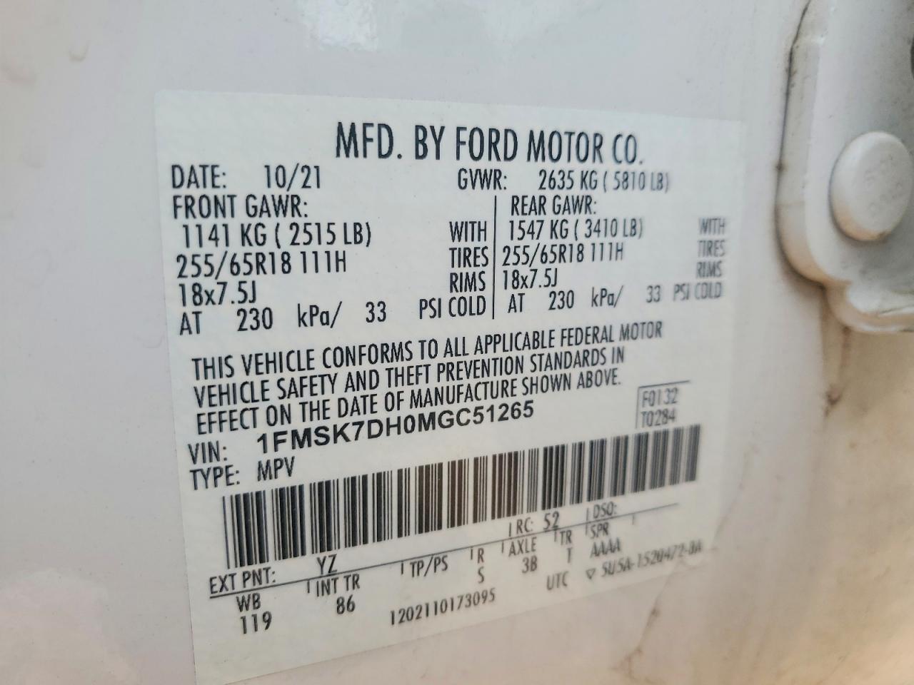 2021 FORD EXPLORER XLT photo 13